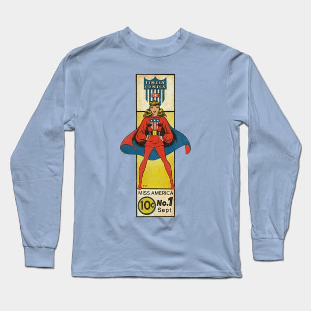 Timely Miss America Long Sleeve T-Shirt by ThirteenthFloor